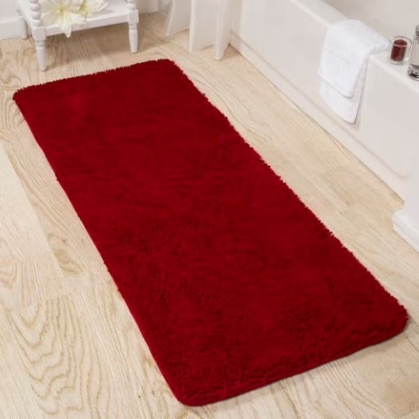 Hastings Home Memory Foam Shag Bath Mat 2-feet by 5-feet - Burgundy, Hastings Home, Mfr#: 346890GVU